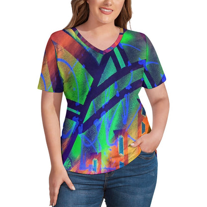Gavin Scott Ice Silk V-Neck Short-sleeve Shirt (Femme S-5XL)