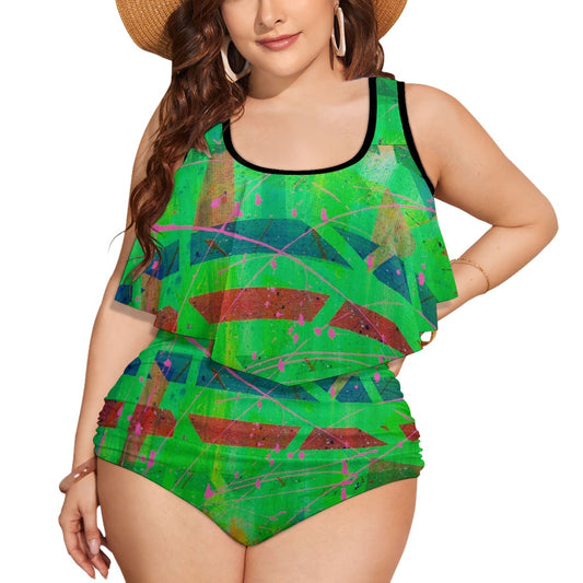 Gavin Scott Ruffled Two Piece Swimsuit (Femme XL-4XL)