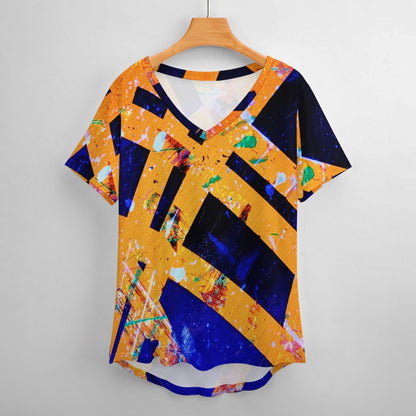 Gavin Scott Ice Silk V-Neck Short-sleeve Shirt (Femme S-5XL)