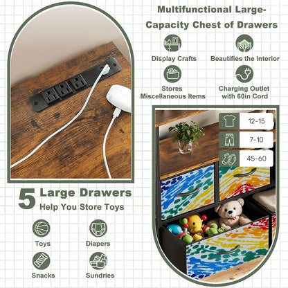 Gavin Scott TV Stand w/5 Drawer Dresser & Charging Station