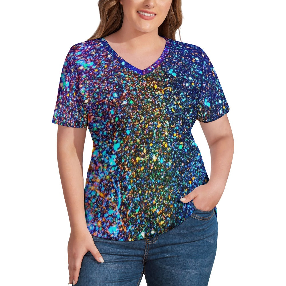 Gavin Scott Ice Silk V-Neck Short-sleeve Shirt (Femme S-5XL)