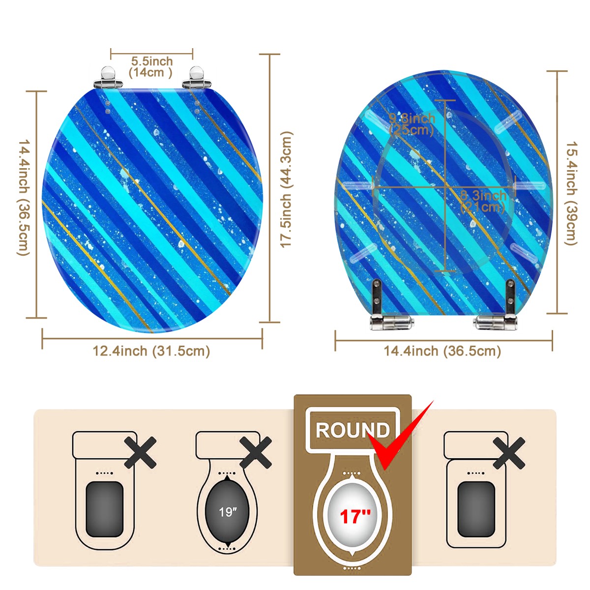 Gavin Scott Round Toilet Seat w/Matching Soft-close Lid (O-Shape)
