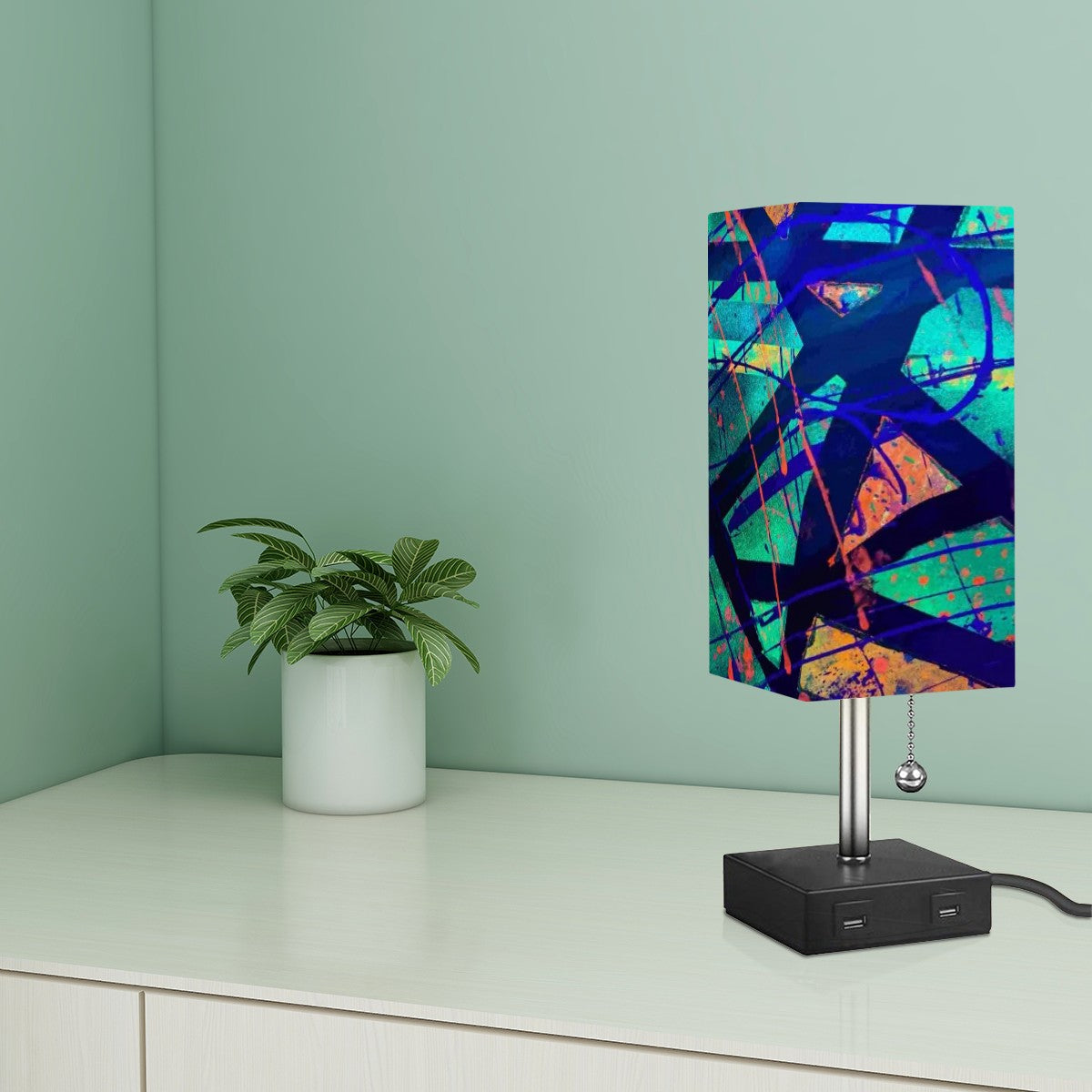 Gavin Scott Square Table Lamp with USB Port