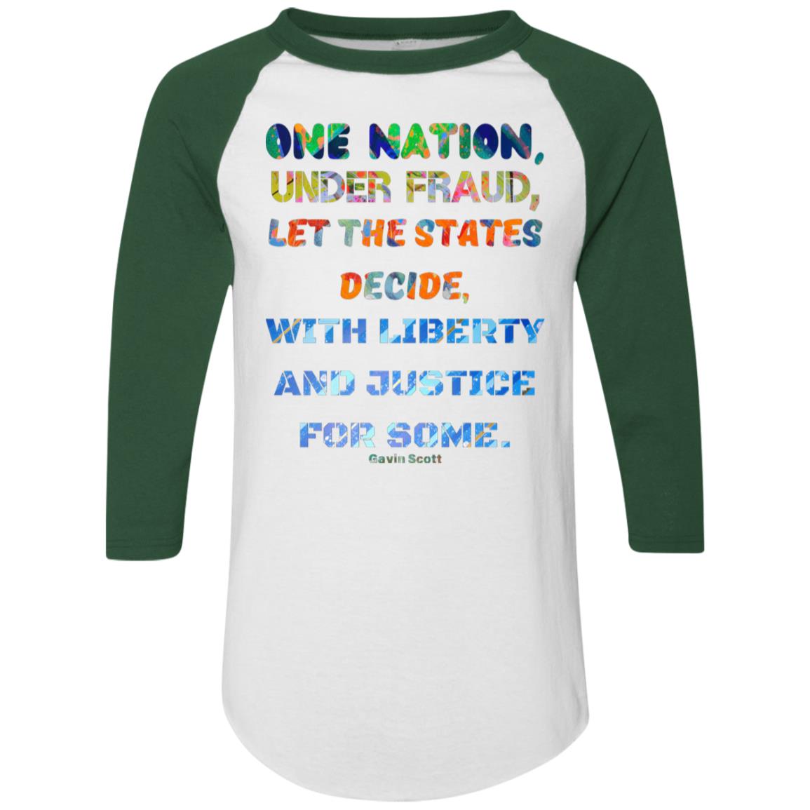 Gavin Scott "ONE NATION..." Colorblock Raglan Jersey (Masc  S-3XL)