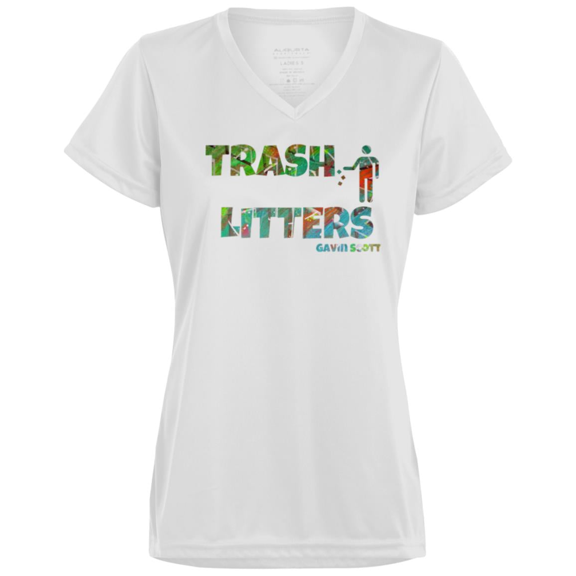 Gavin Scott TRASH LITTERS Moisture-Wicking V-Neck Tee (Femme XS-3XL)