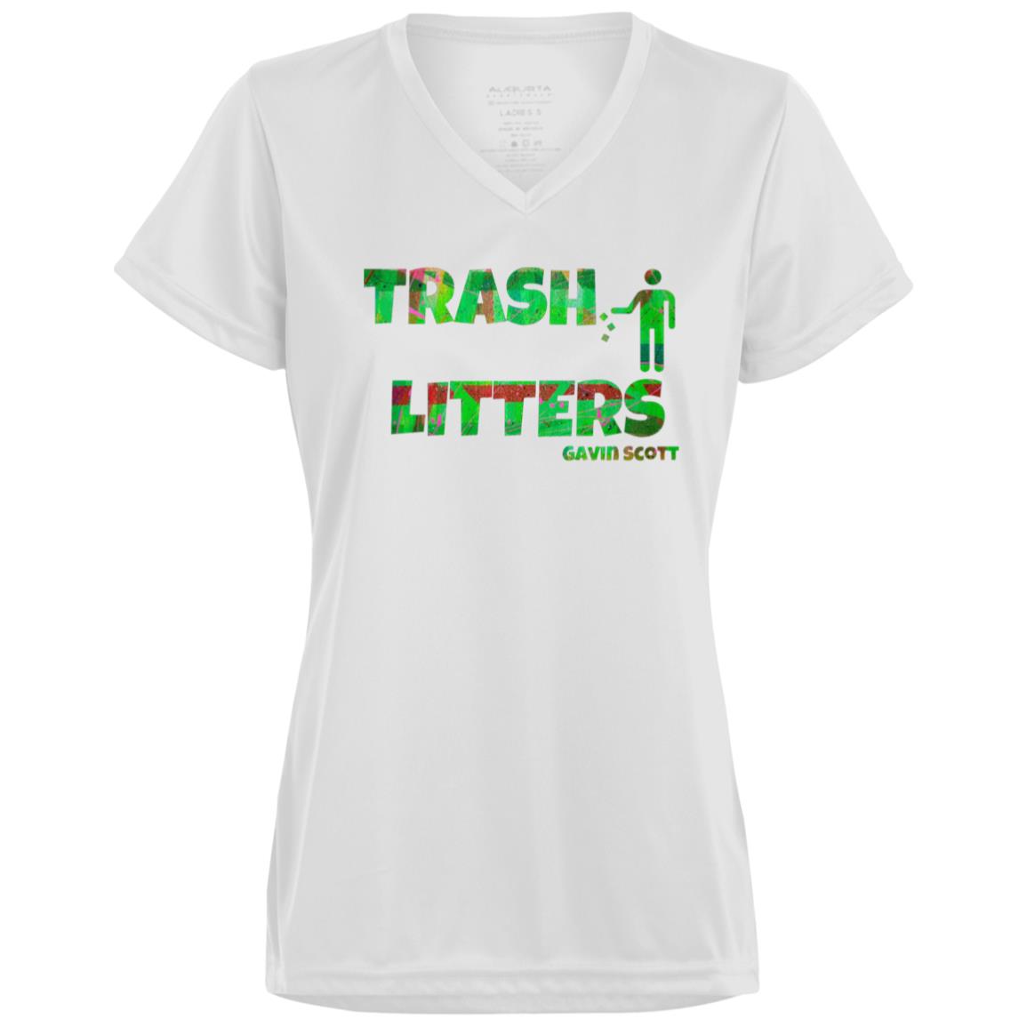 Gavin Scott TRASH LITTERS Moisture-Wicking V-Neck Tee (Femme XS-3XL)