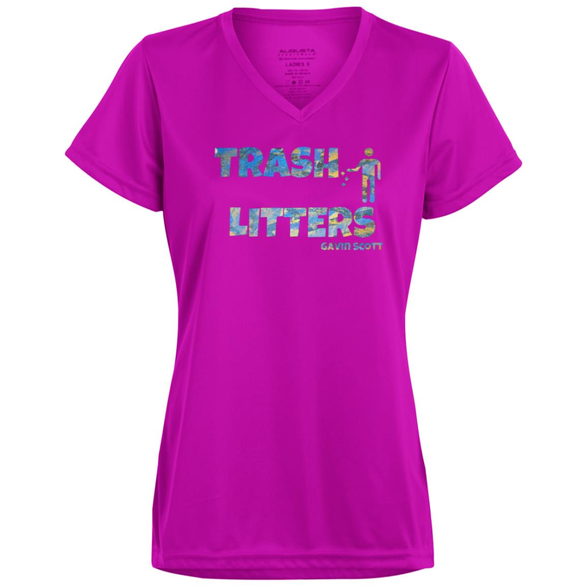 Gavin Scott TRASH LITTERS Moisture-Wicking V-Neck Tee (Femme XS-3XL)