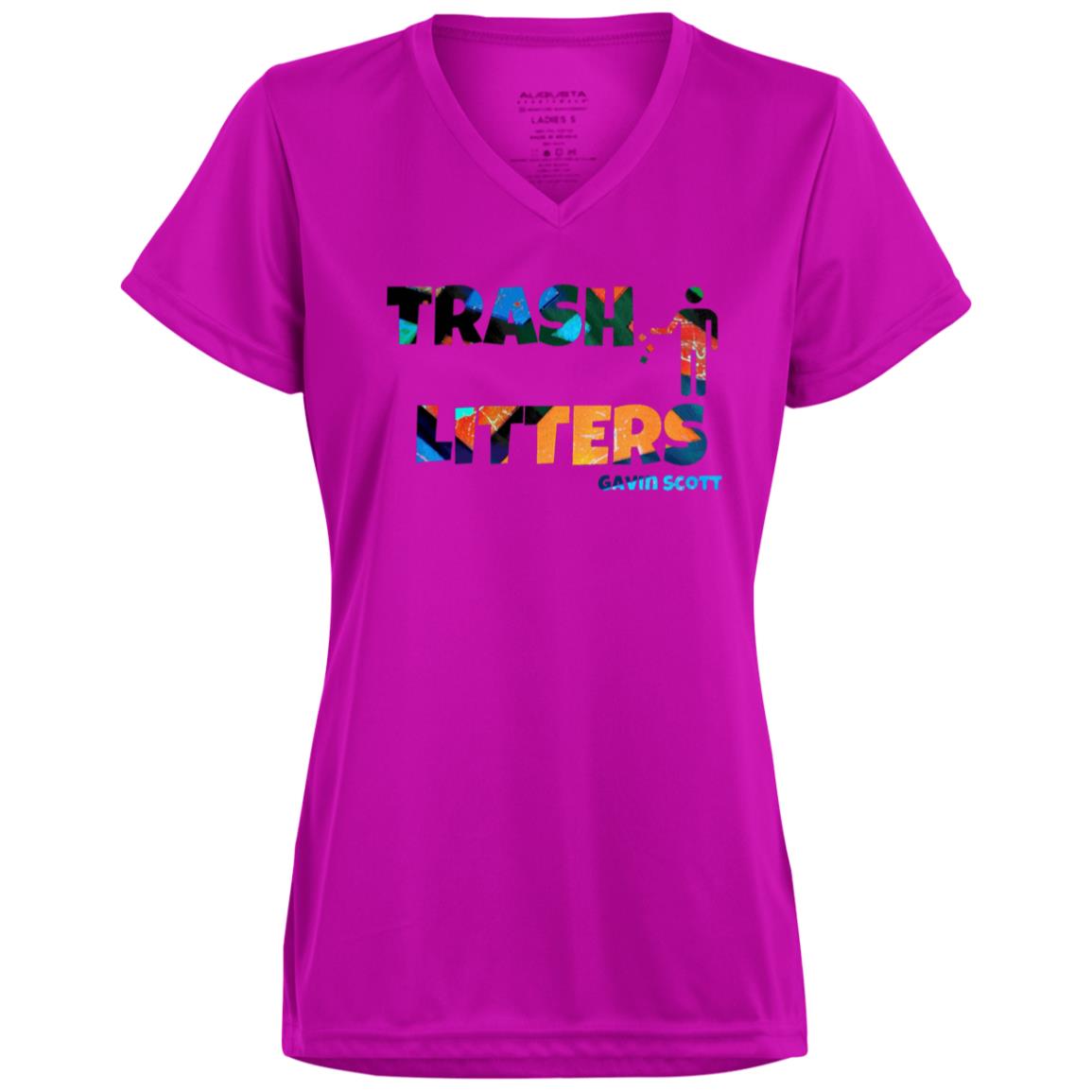 Gavin Scott TRASH LITTERS Moisture-Wicking V-Neck Tee (Femme XS-3XL)