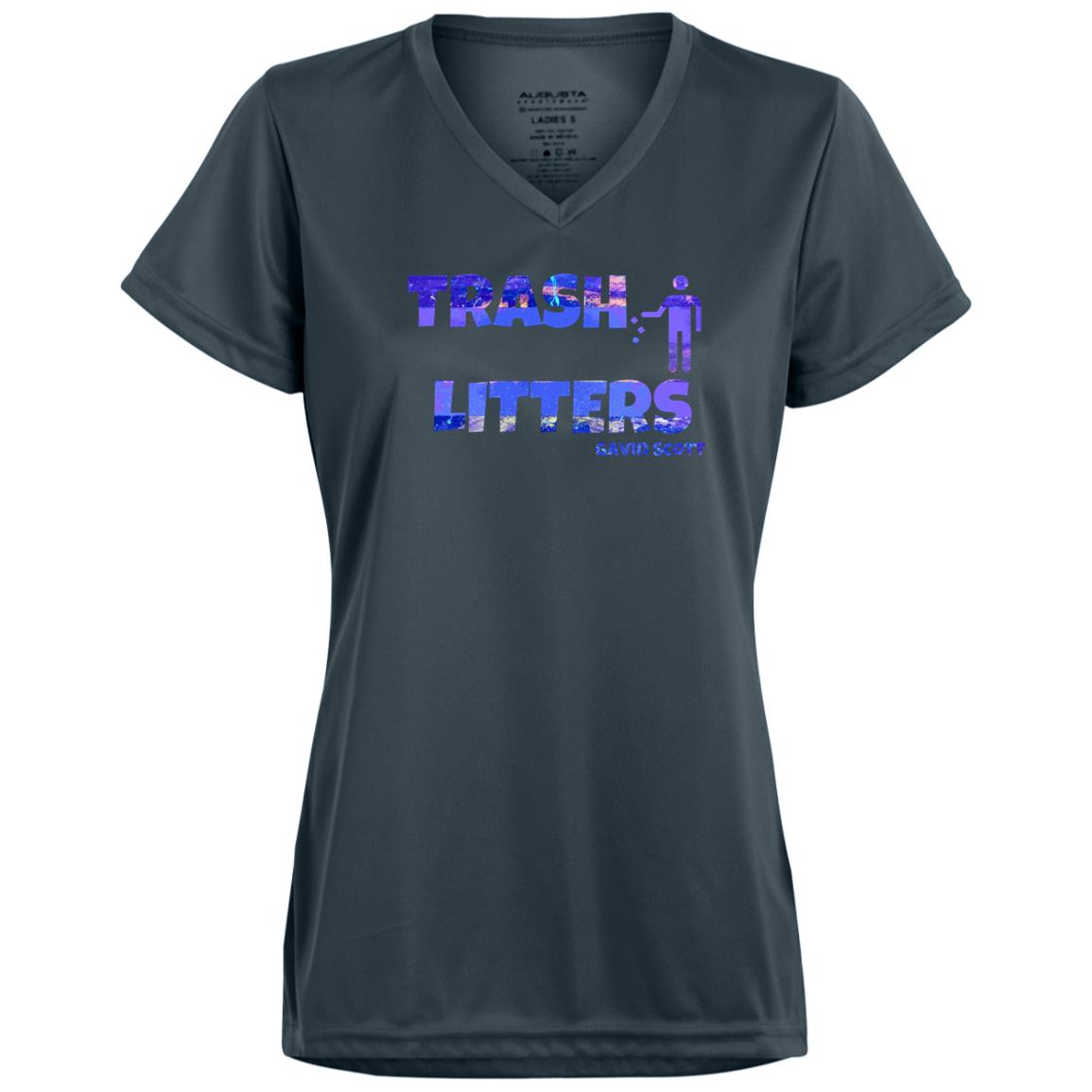 Gavin Scott TRASH LITTERS Moisture-Wicking V-Neck Tee (Femme XS-3XL)