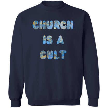 Gavin Scott CHURCH IS A CULT Pullover Crewneck Sweatshirt (Masc S-3XL)