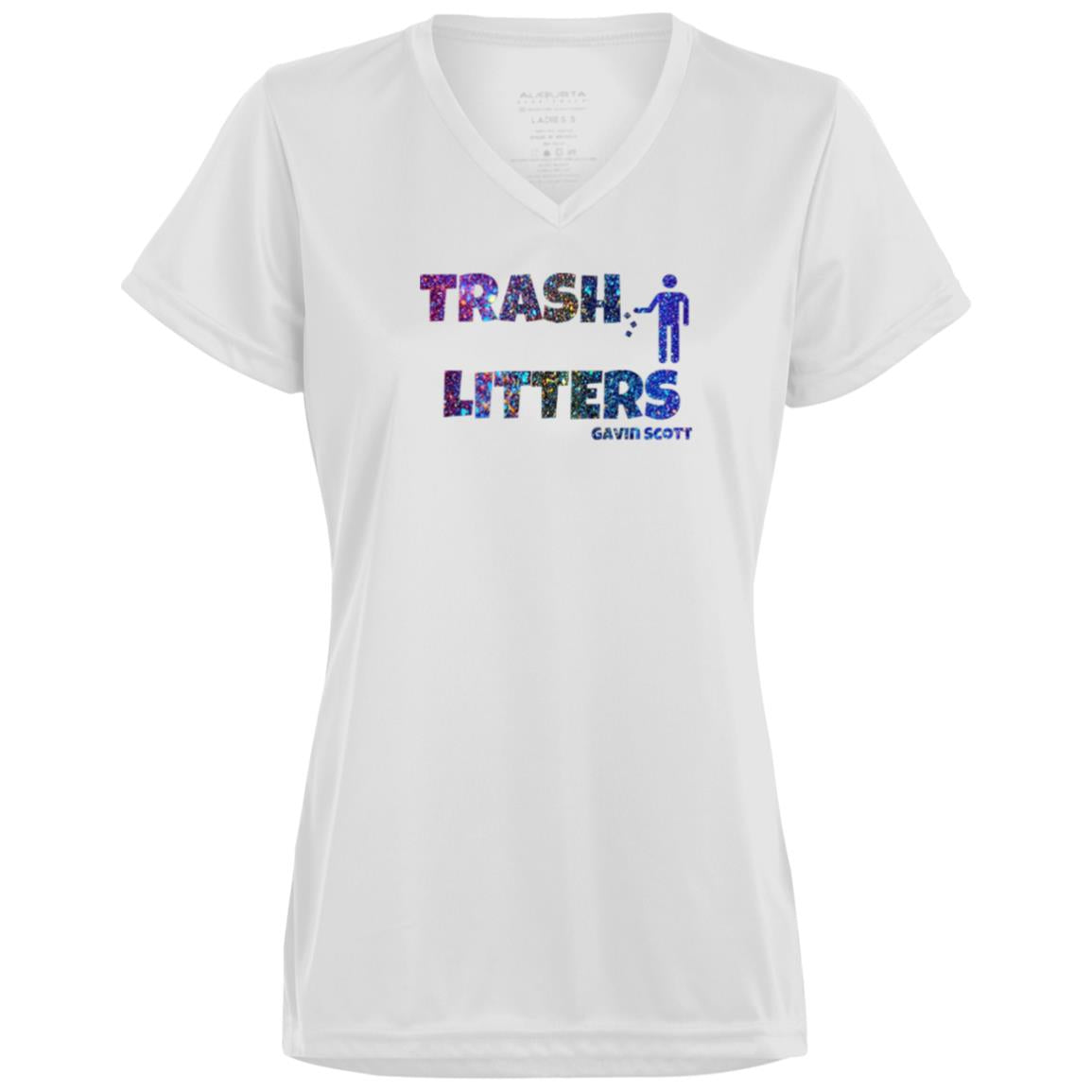 Gavin Scott TRASH LITTERS Moisture-Wicking V-Neck Tee (Femme XS-3XL)