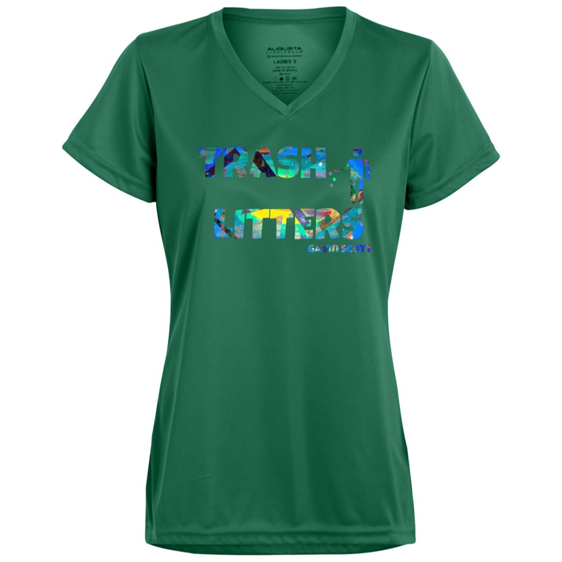 Gavin Scott TRASH LITTERS Moisture-Wicking V-Neck Tee (Femme XS-3XL)