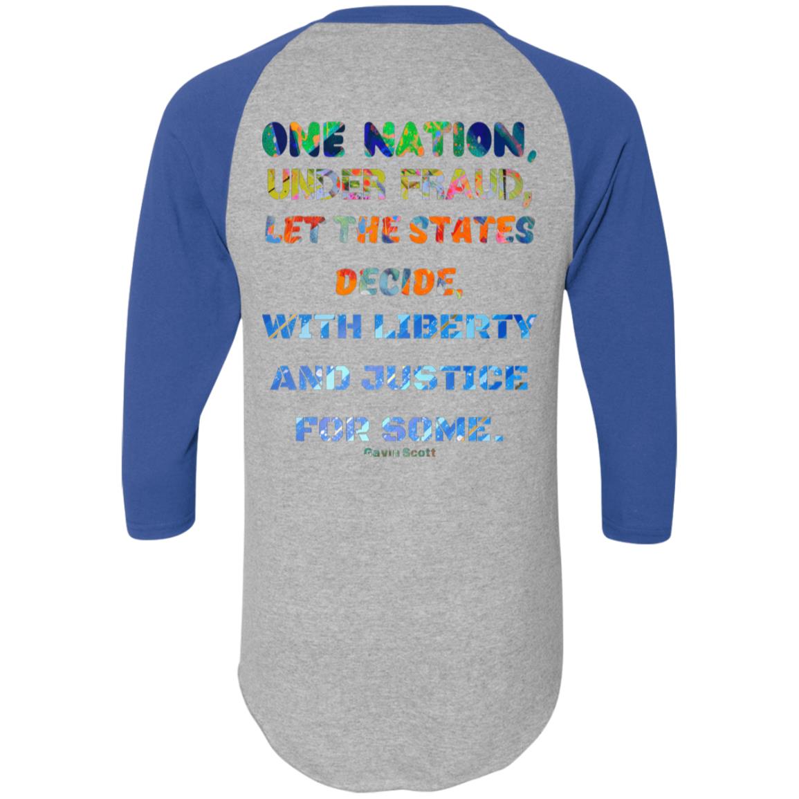 Gavin Scott "ONE NATION..." Colorblock Raglan Jersey (Masc  S-3XL)