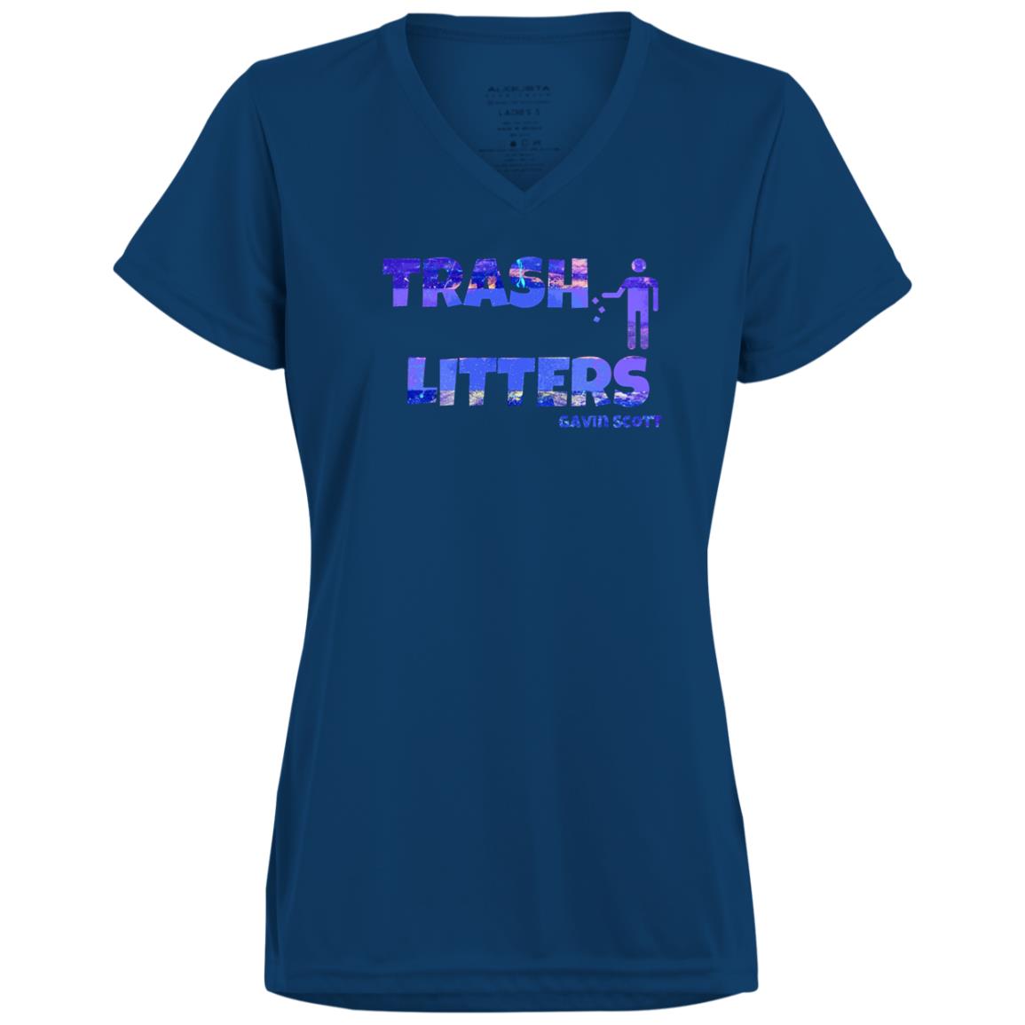 Gavin Scott TRASH LITTERS Moisture-Wicking V-Neck Tee (Femme XS-3XL)