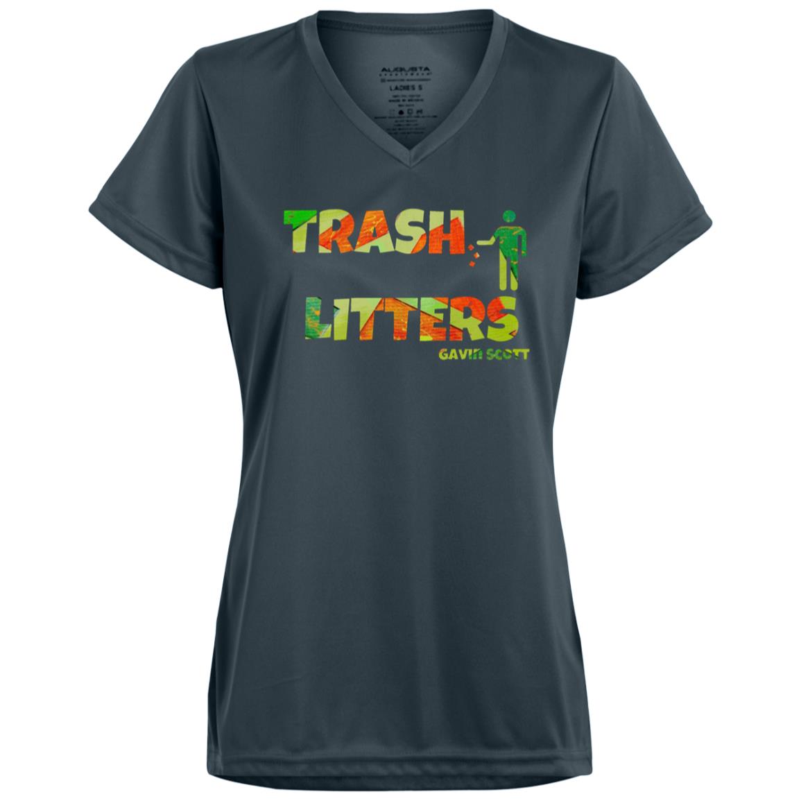 Gavin Scott TRASH LITTERS Moisture-Wicking V-Neck Tee (Femme XS-3XL)