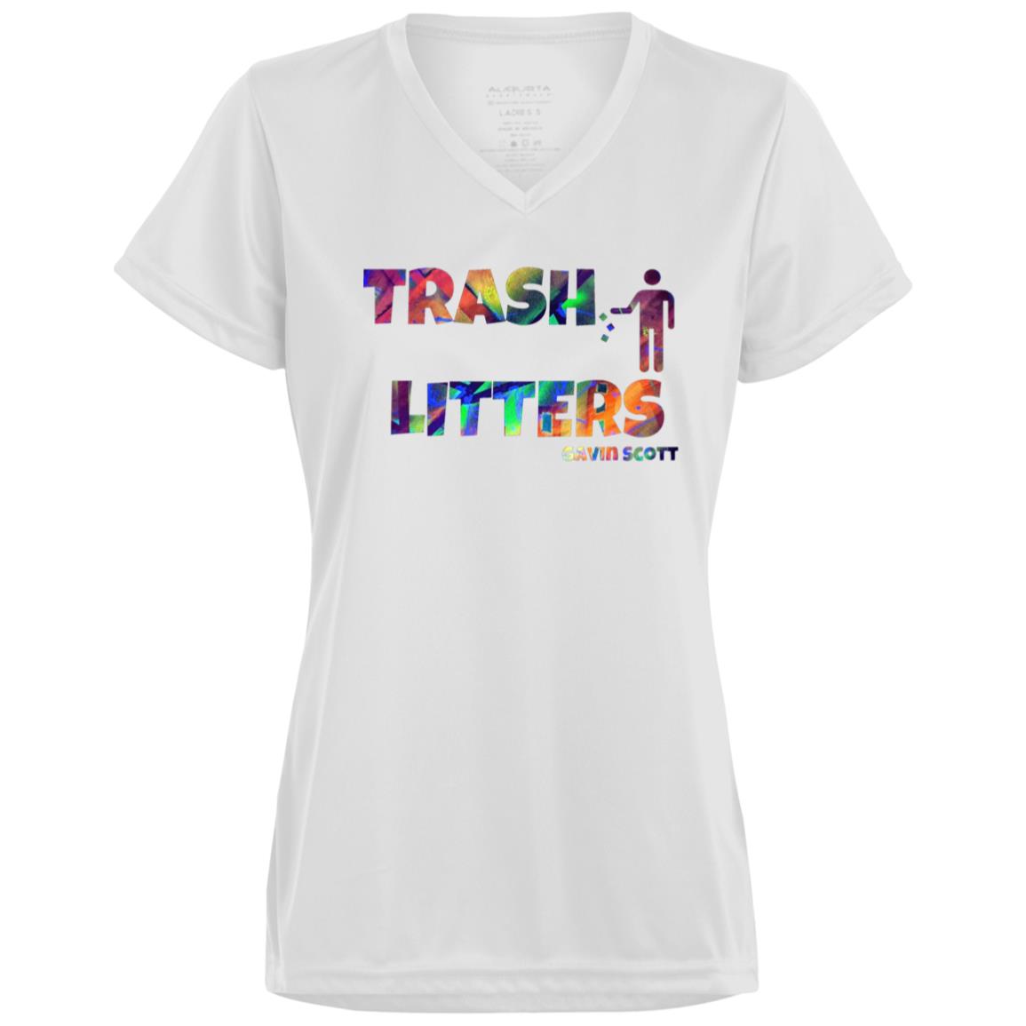 Gavin Scott TRASH LITTERS Moisture-Wicking V-Neck Tee (Femme XS-3XL)