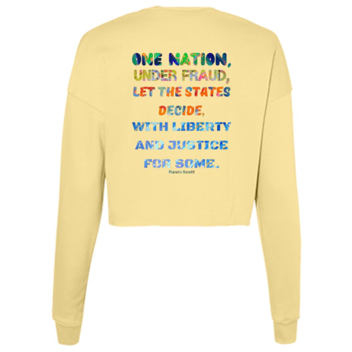 Gavin Scott "ONE NATION..." Cropped Fleece Crew (Femme S-2XL)