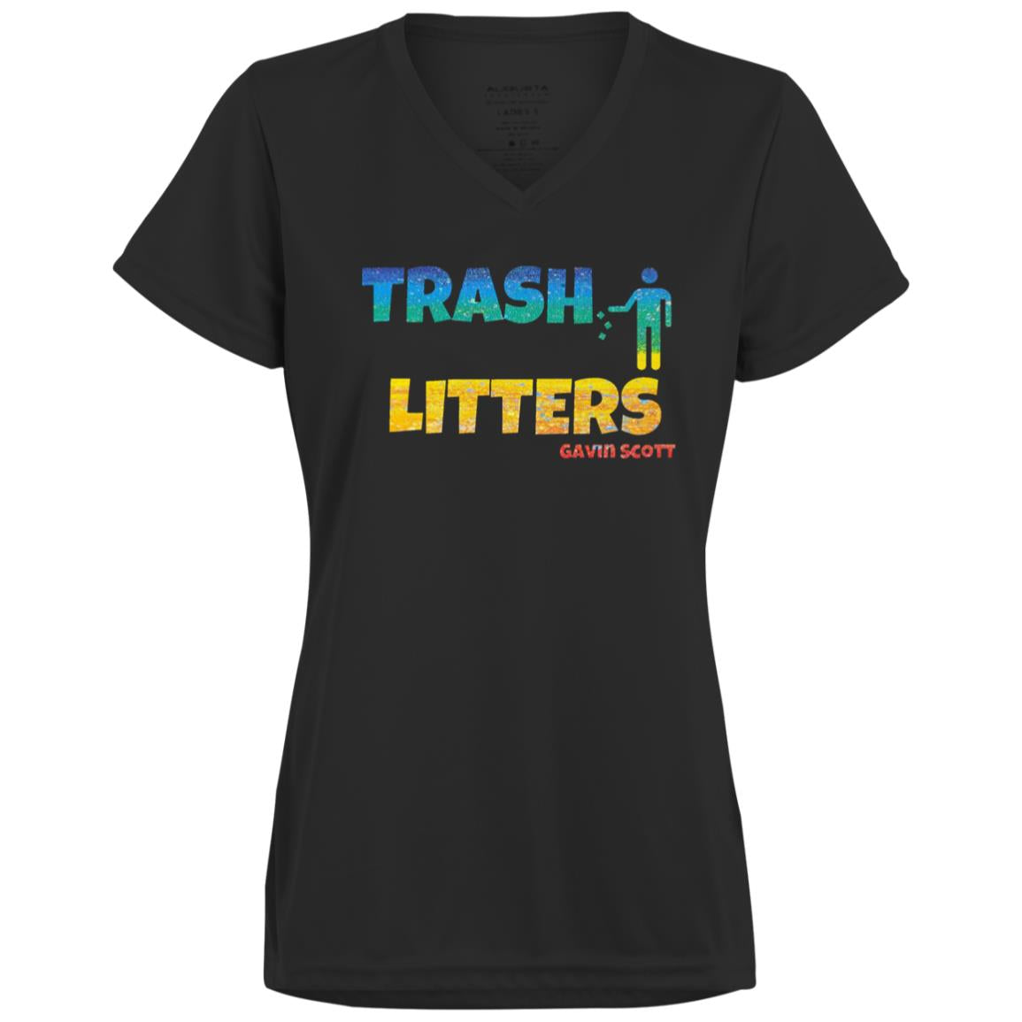 Gavin Scott TRASH LITTERS Moisture-Wicking V-Neck Tee (Femme XS-3XL)