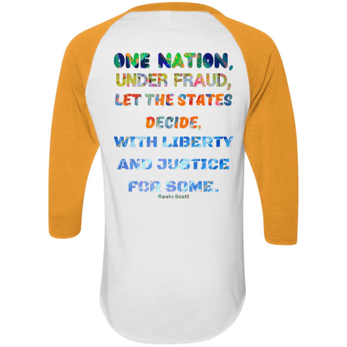 Gavin Scott "ONE NATION..." Colorblock Raglan Jersey (Masc  S-3XL)