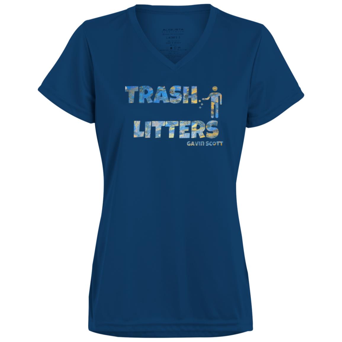 Gavin Scott TRASH LITTERS Moisture-Wicking V-Neck Tee (Femme XS-3XL)