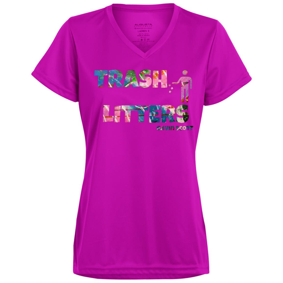 Gavin Scott TRASH LITTERS Moisture-Wicking V-Neck Tee (Femme XS-3XL)