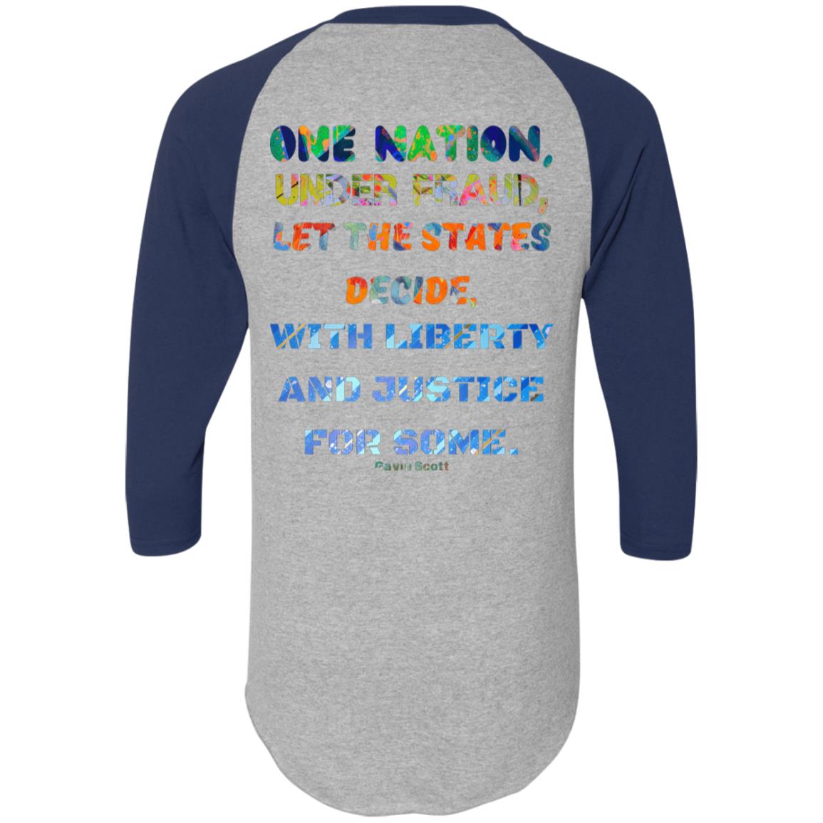 Gavin Scott "ONE NATION..." Colorblock Raglan Jersey (Masc  S-3XL)