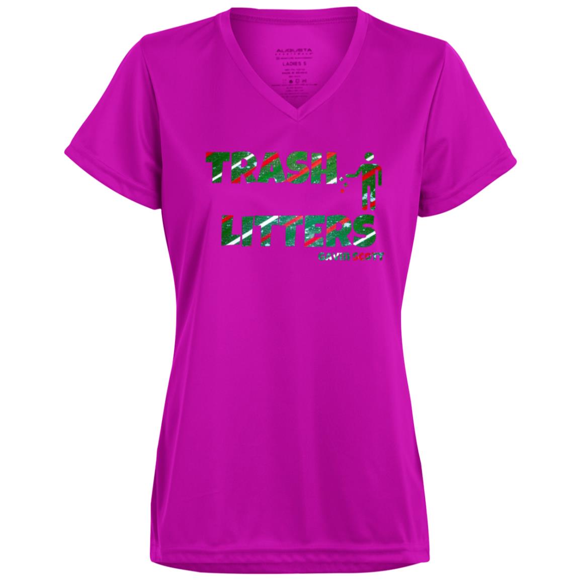 Gavin Scott TRASH LITTERS Moisture-Wicking V-Neck Tee (Femme XS-3XL)