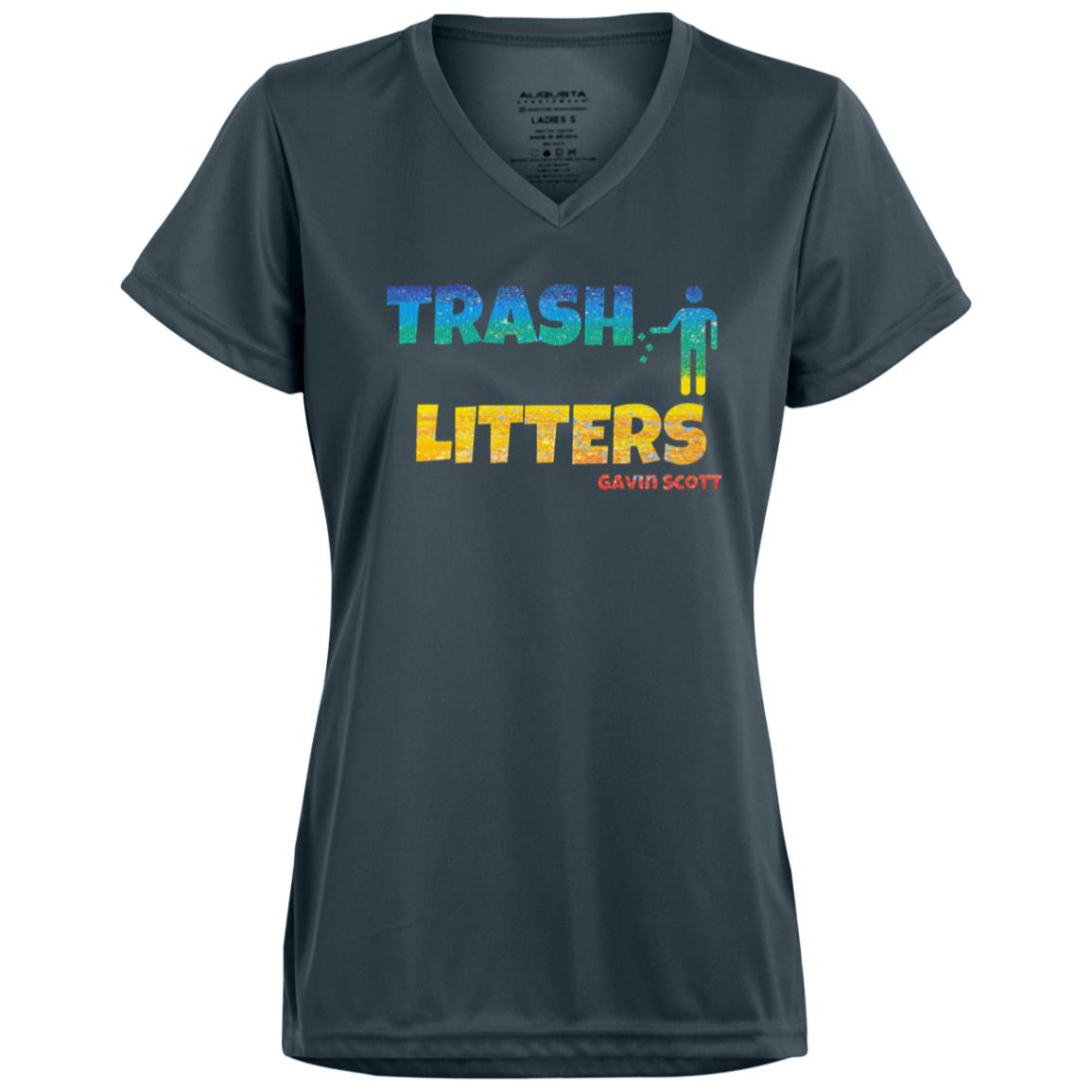 Gavin Scott TRASH LITTERS Moisture-Wicking V-Neck Tee (Femme XS-3XL)