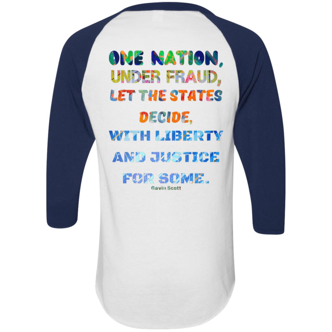 Gavin Scott "ONE NATION..." Colorblock Raglan Jersey (Masc  S-3XL)