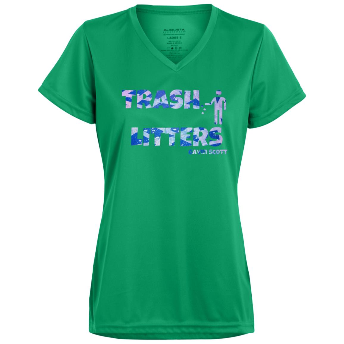 Gavin Scott TRASH LITTERS Moisture-Wicking V-Neck Tee (Femme XS-3XL)