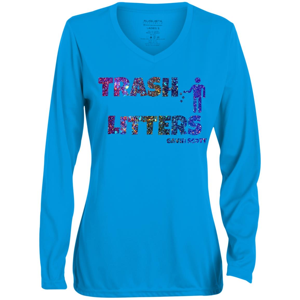 Gavin Scott TRASH LITTERS Moisture-Wicking Long Sleeve V-Neck Tee (Femme XS-3XL)