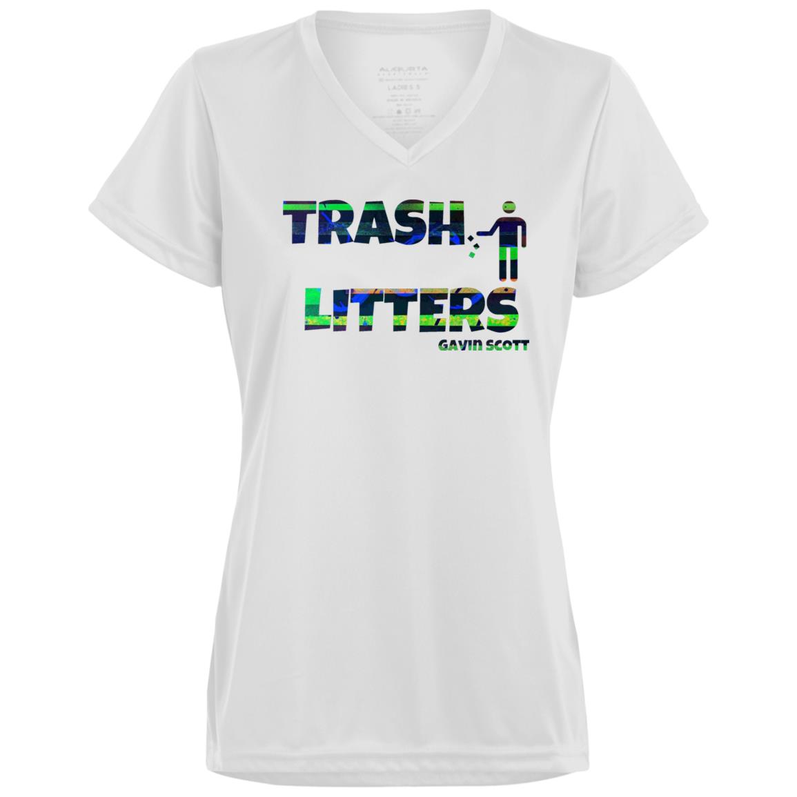 Gavin Scott TRASH LITTERS Moisture-Wicking V-Neck Tee (Femme XS-3XL)