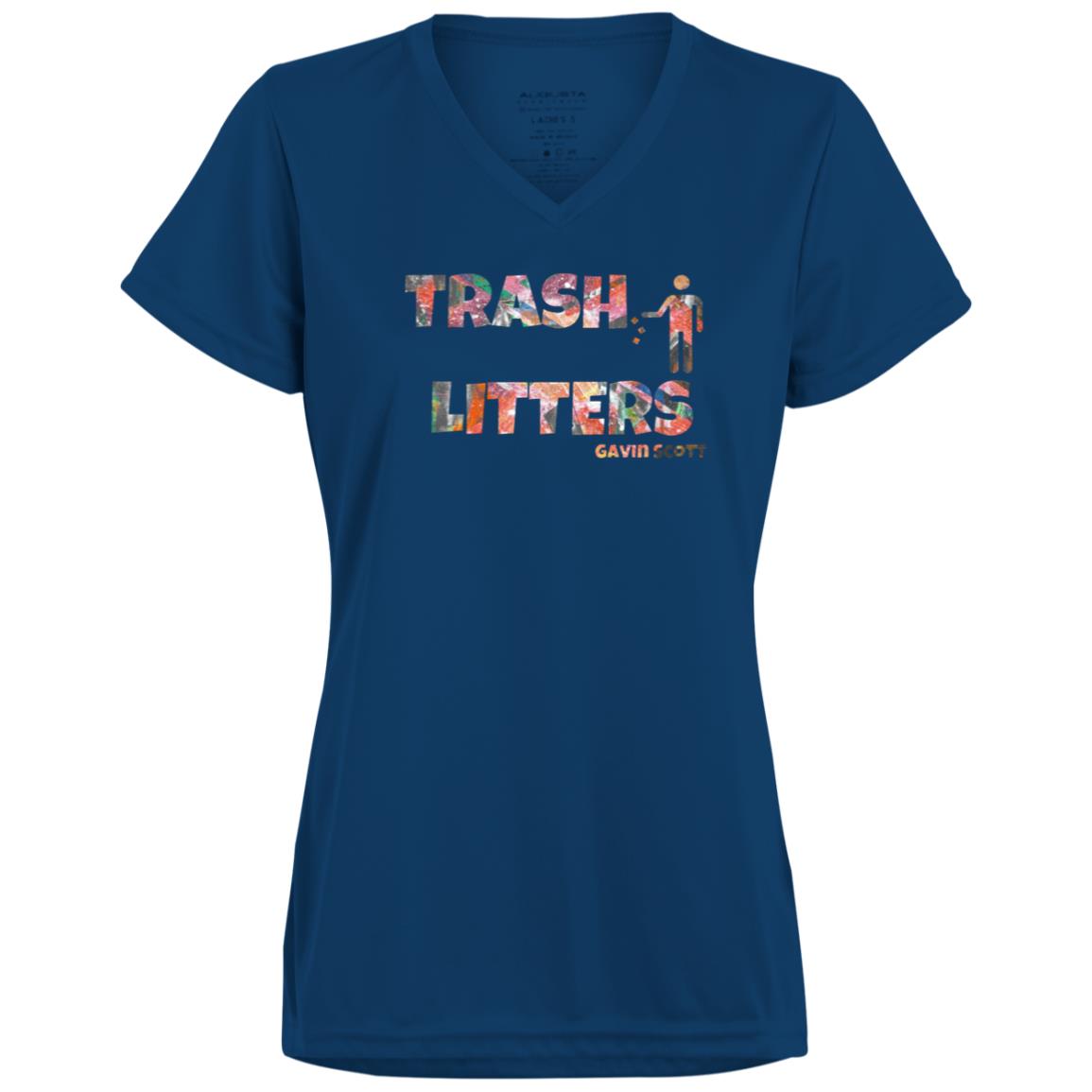 Gavin Scott TRASH LITTERS Moisture-Wicking V-Neck Tee (Femme XS-3XL)