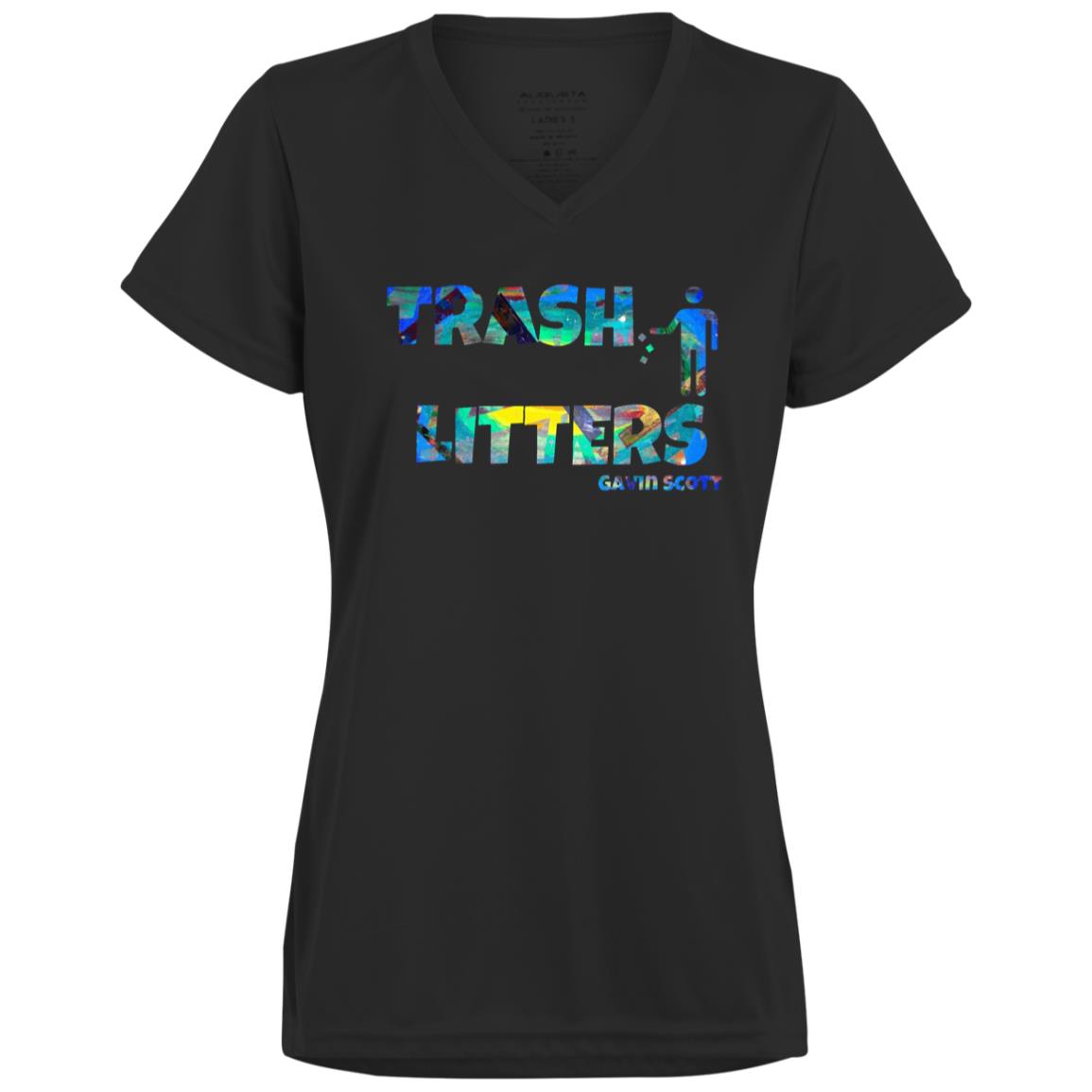 Gavin Scott TRASH LITTERS Moisture-Wicking V-Neck Tee (Femme XS-3XL)