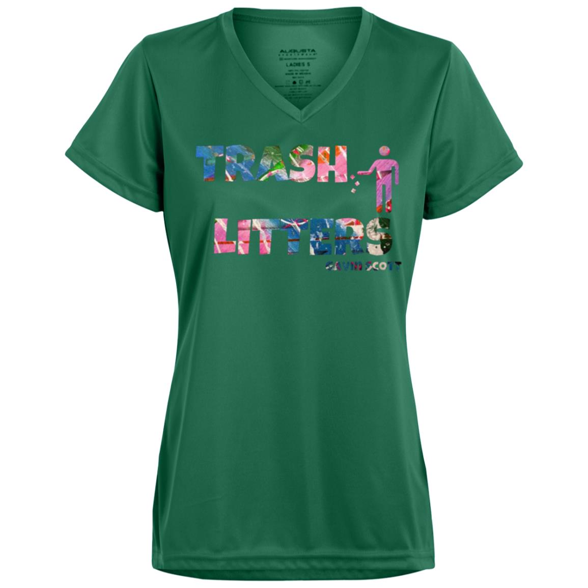 Gavin Scott TRASH LITTERS Moisture-Wicking V-Neck Tee (Femme XS-3XL)