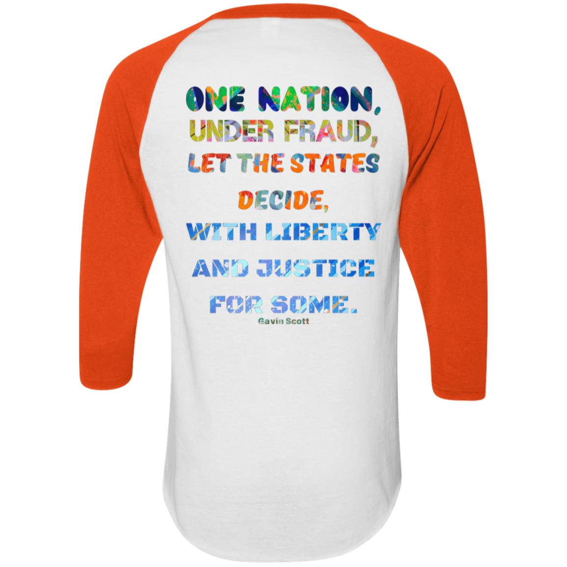 Gavin Scott "ONE NATION..." Colorblock Raglan Jersey (Masc  S-3XL)