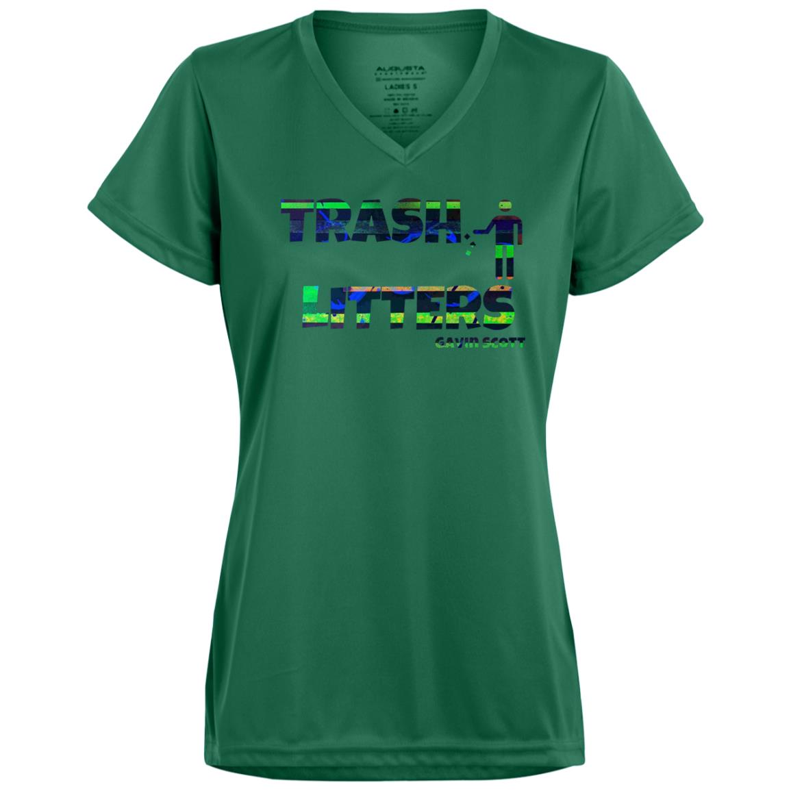 Gavin Scott TRASH LITTERS Moisture-Wicking V-Neck Tee (Femme XS-3XL)