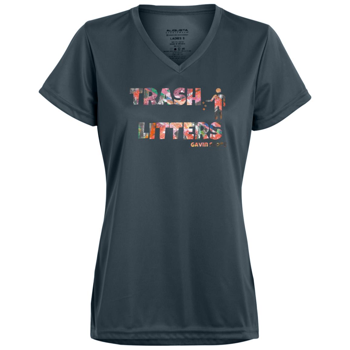 Gavin Scott TRASH LITTERS Moisture-Wicking V-Neck Tee (Femme XS-3XL)