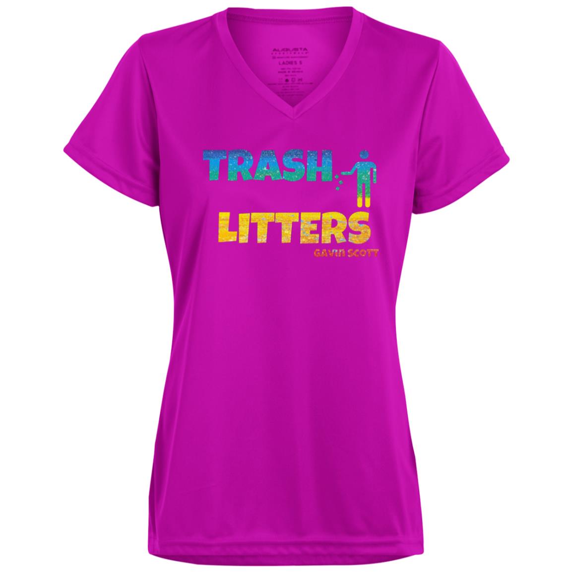 Gavin Scott TRASH LITTERS Moisture-Wicking V-Neck Tee (Femme XS-3XL)