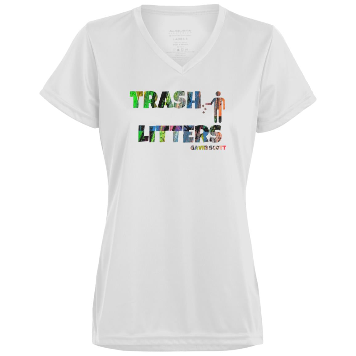 Gavin Scott TRASH LITTERS Moisture-Wicking V-Neck Tee (Femme XS-3XL)