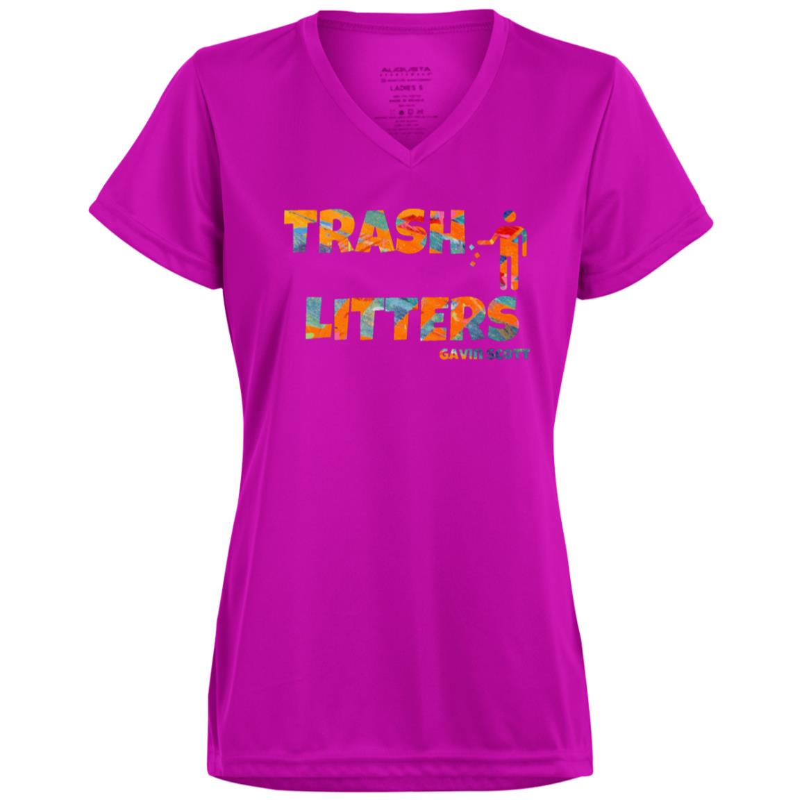 Gavin Scott TRASH LITTERS Moisture-Wicking V-Neck Tee (Femme XS-3XL)