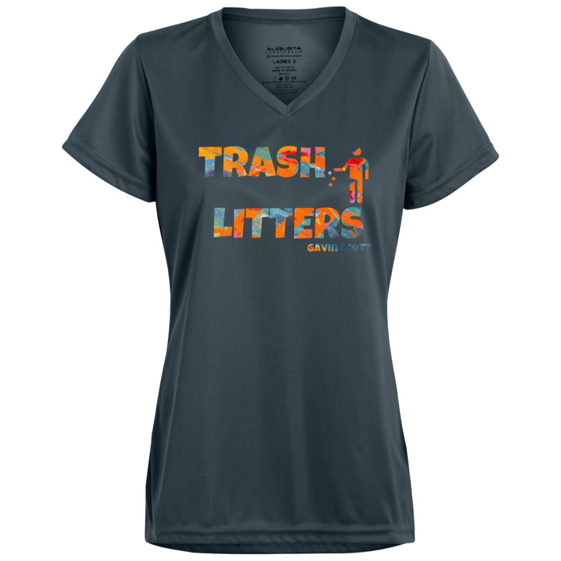 Gavin Scott TRASH LITTERS Moisture-Wicking V-Neck Tee (Femme XS-3XL)