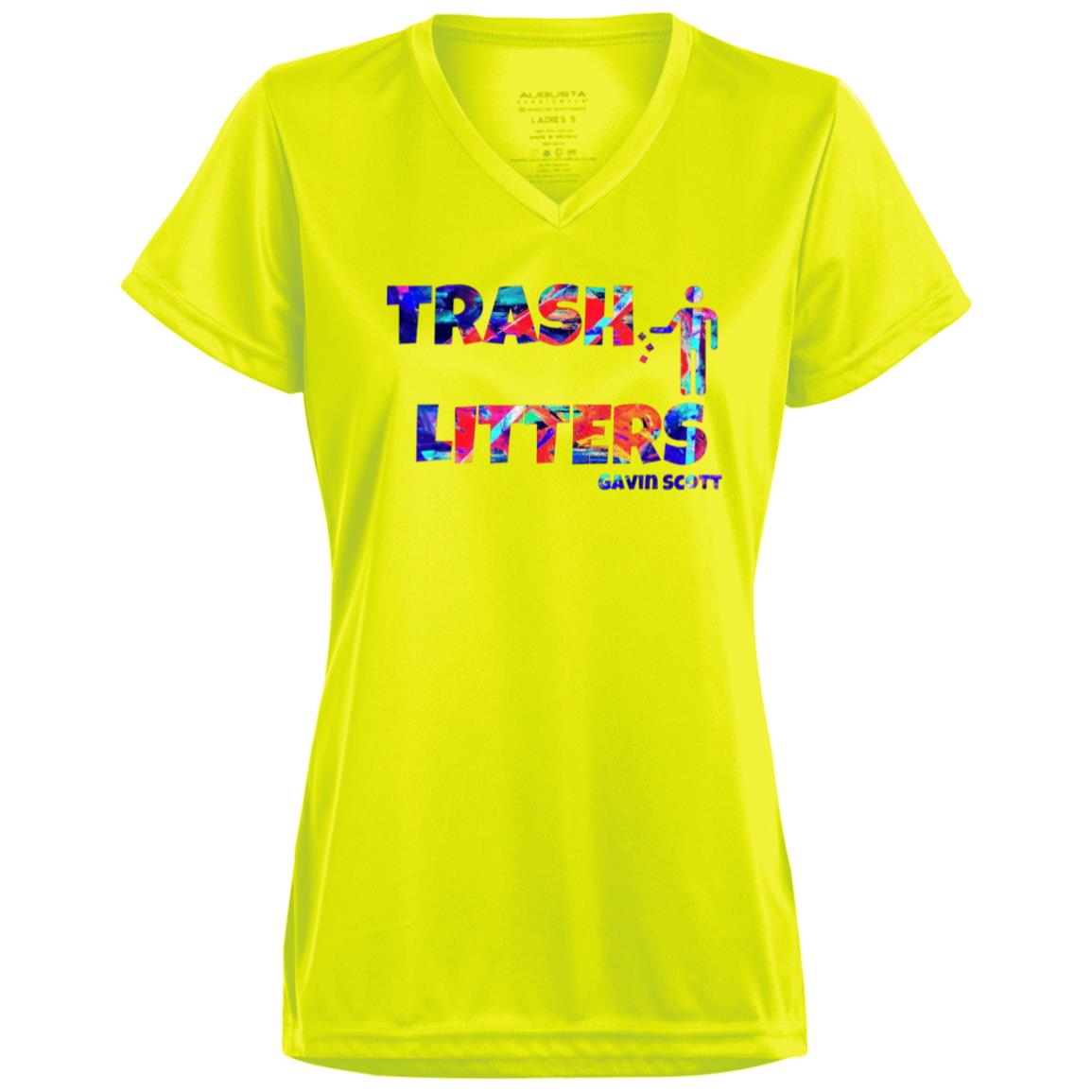 Gavin Scott TRASH LITTERS Moisture-Wicking V-Neck Tee (Femme XS-3XL)