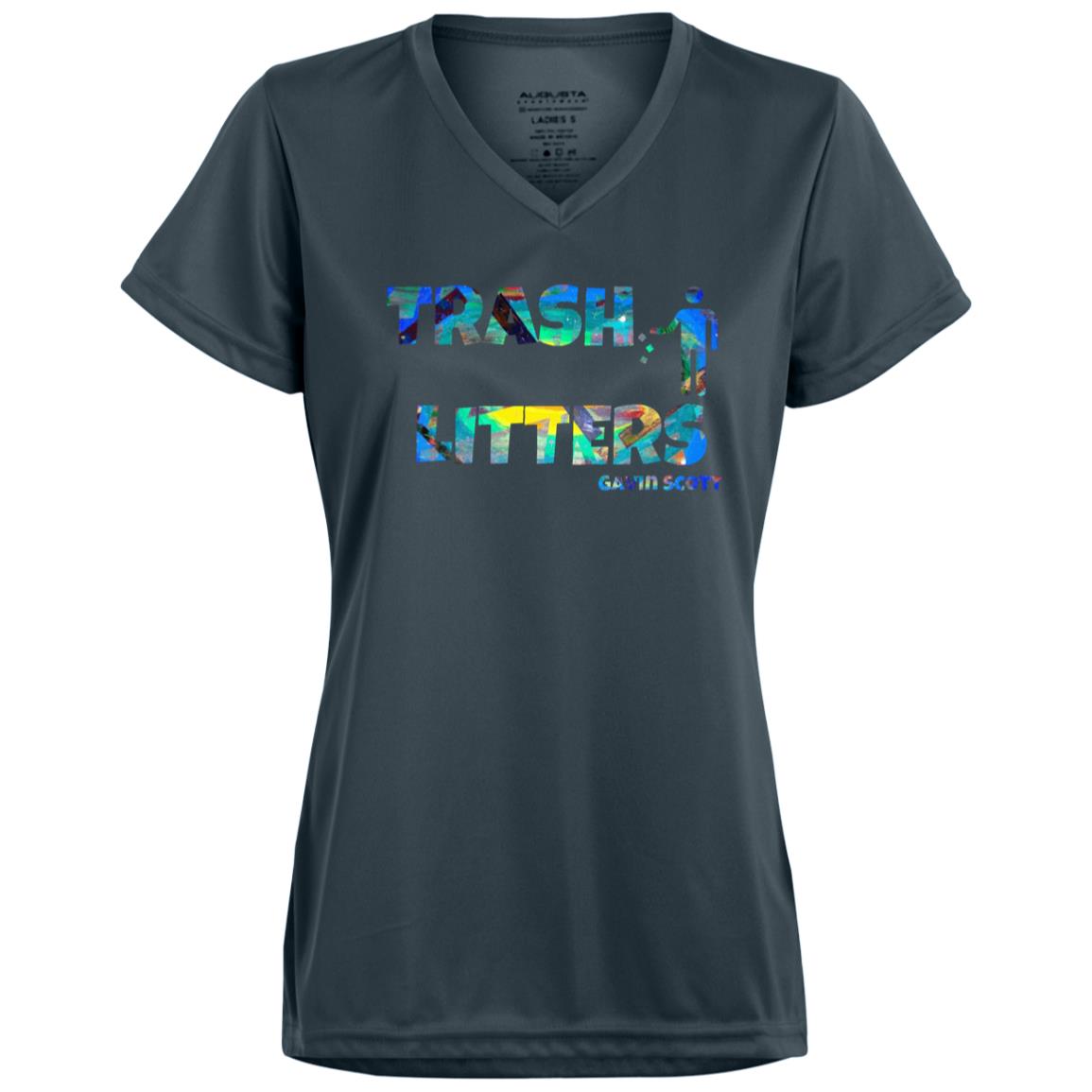 Gavin Scott TRASH LITTERS Moisture-Wicking V-Neck Tee (Femme XS-3XL)