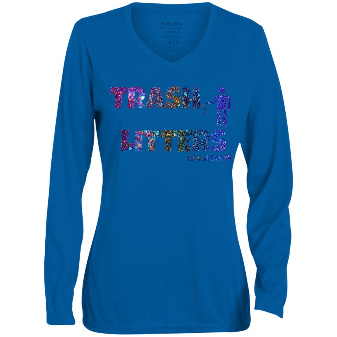 Gavin Scott TRASH LITTERS Moisture-Wicking Long Sleeve V-Neck Tee (Femme XS-3XL)