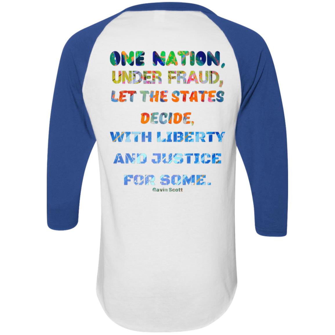 Gavin Scott "ONE NATION..." Colorblock Raglan Jersey (Masc  S-3XL)