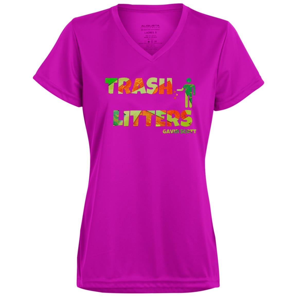 Gavin Scott TRASH LITTERS Moisture-Wicking V-Neck Tee (Femme XS-3XL)