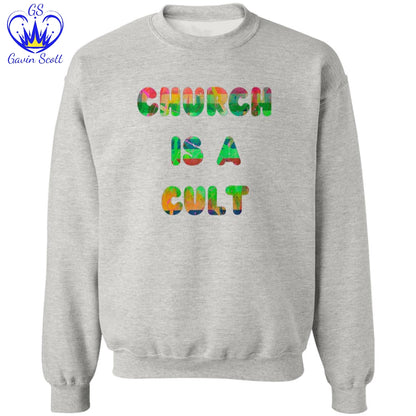 Gavin Scott CHURCH IS A CULT Pullover Crewneck Sweatshirt (Masc S-3XL)