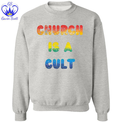 Gavin Scott PRIDE CHURCH IS A CULT Pullover Crewneck Sweatshirt (Masc S-3XL)