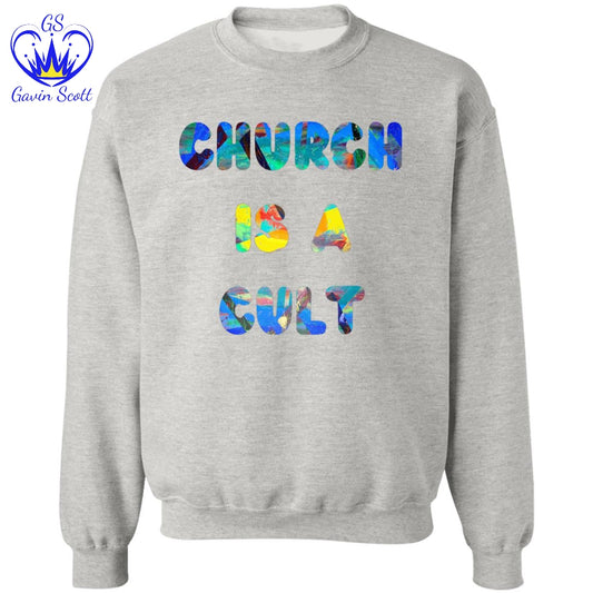 Gavin Scott CHURCH IS A CULT Pullover Crewneck Sweatshirt (Masc S-3XL)